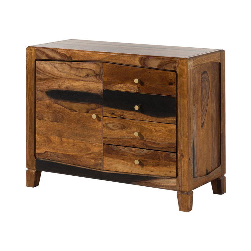 Ancona Solid Wood 100cm W 4 - Drawer Chest of Drawers, Painted Dark Brown