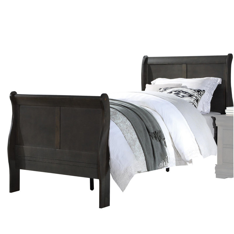 Amadis Wooden Sleigh Bed, Twin, Brown