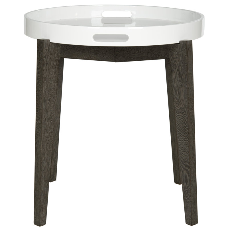 Ben Tray Top End Table, White and Brown