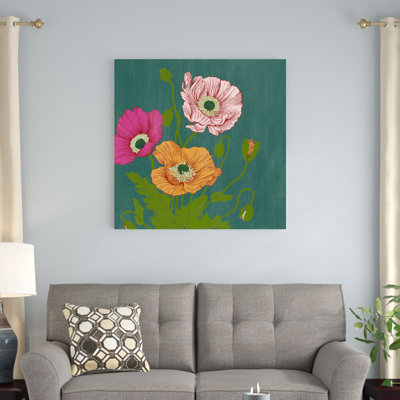 «Pink and Orange Poppies», reproduction sur toile