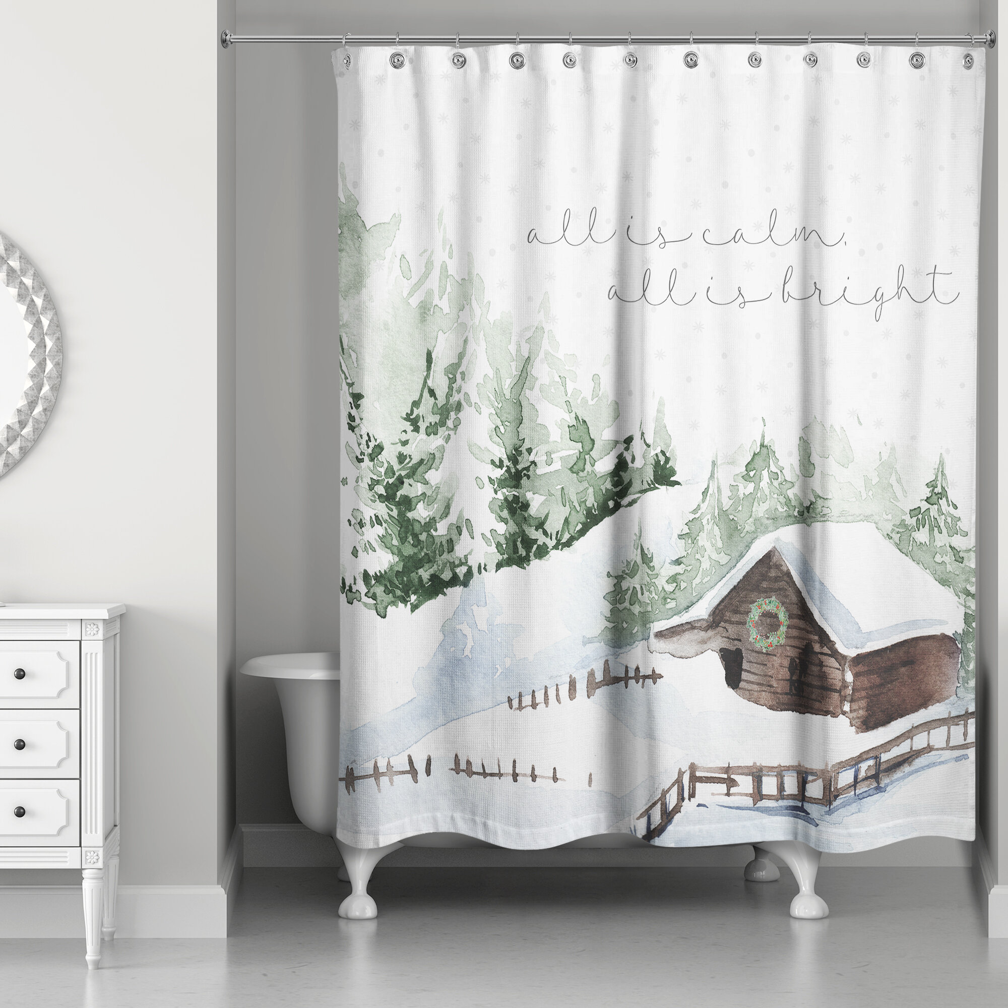 The Holiday Aisle® Aadhith Shower Curtain with Hooks Included | Wayfair