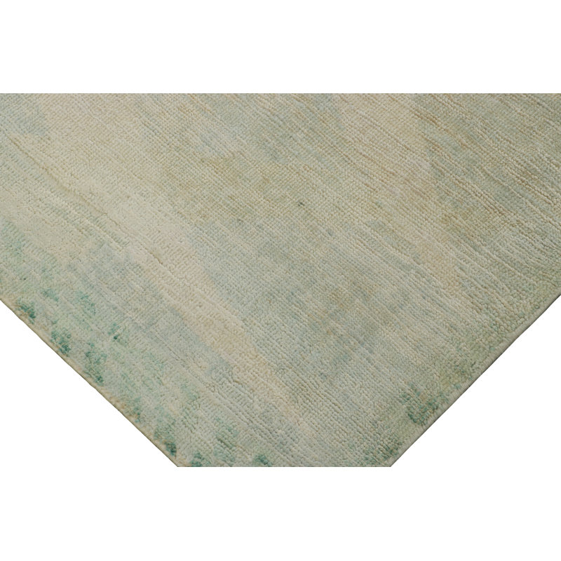 Rug & Kilim’S Scandinavian Style Rug, Subtle Geometric Pattern In Cream And Blue