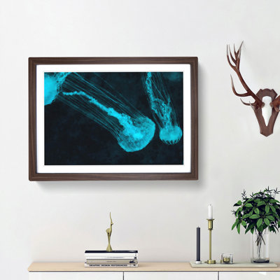 Neon Blue Jellyfish - Picture Frame Graphic Art Print