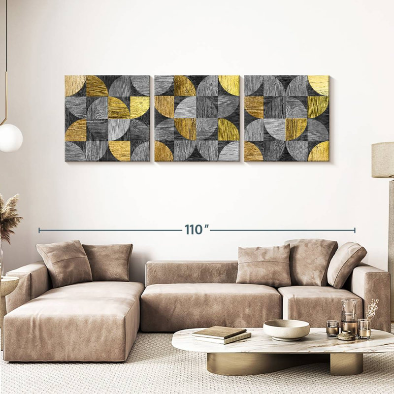 «Abstract Geometric Circles», reproduction sur toile, H 30 po x l 92 po x P 1,25 po
