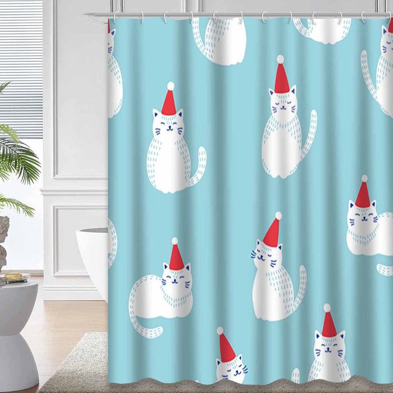 Rideau de douche Christmas Cats, L 72 po x l 84 po