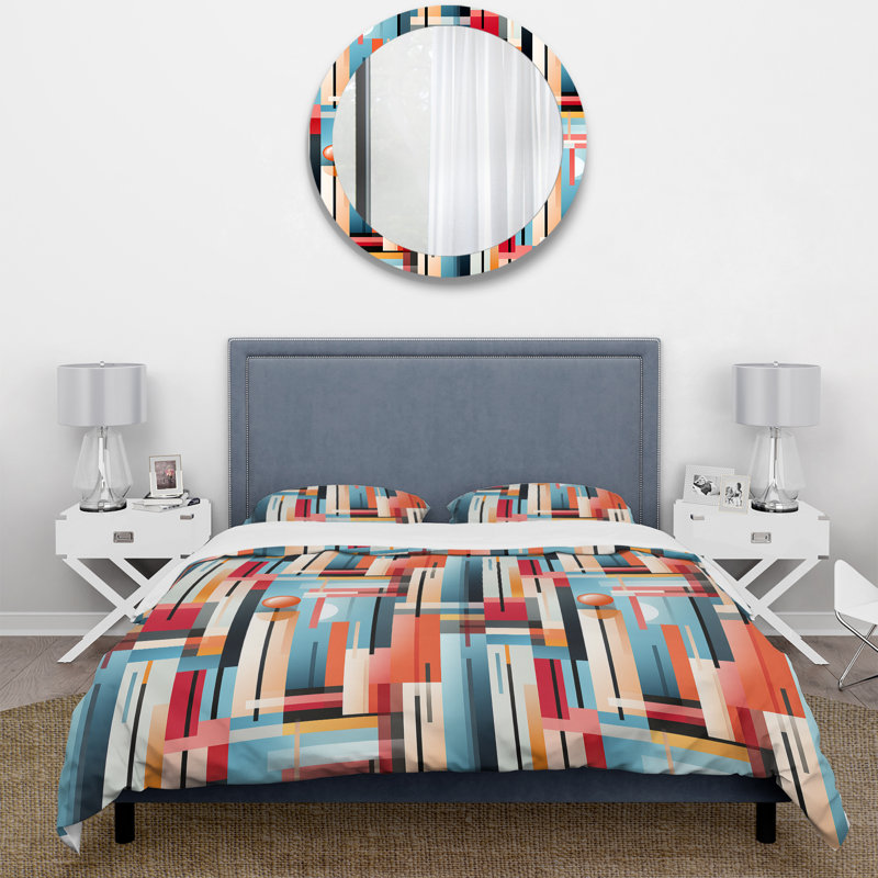 Urban Chic Striped Pattern Duvet Cover, Queen Duvet Cover + 2 Standard Shams