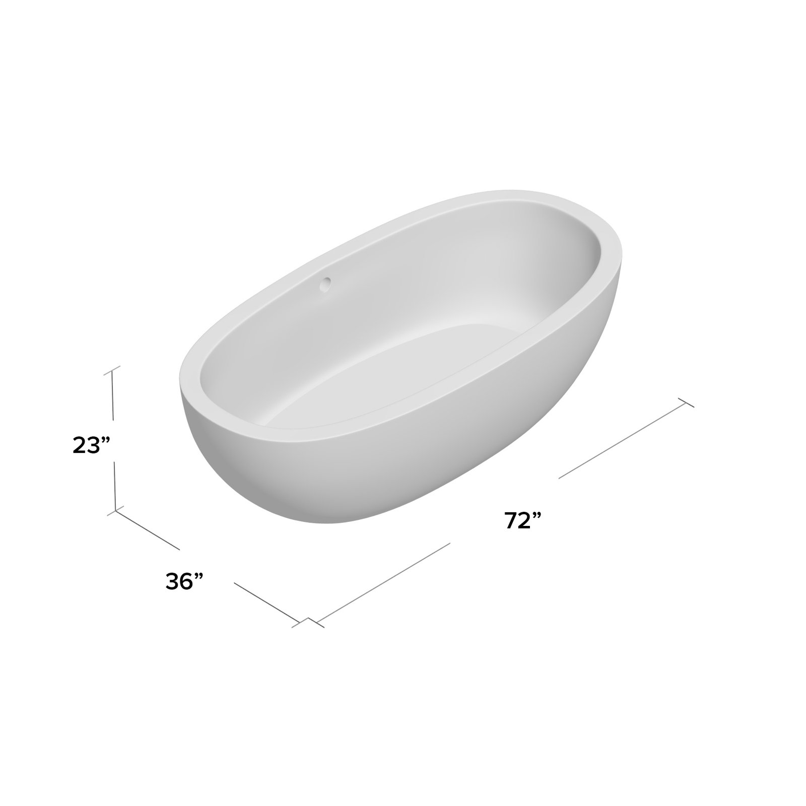Avalon NativeStone Concrete Soaking Bathtub, 23" H x 36" W x 72" L, Sand