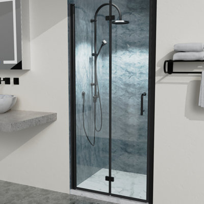 Bi Semi- Shower Doors In Matte Black With Clear Glass, 34 To 35-3/8 In. W X 72 H, Aluminium For Bathroom Sophistication Doors, - Pleasure