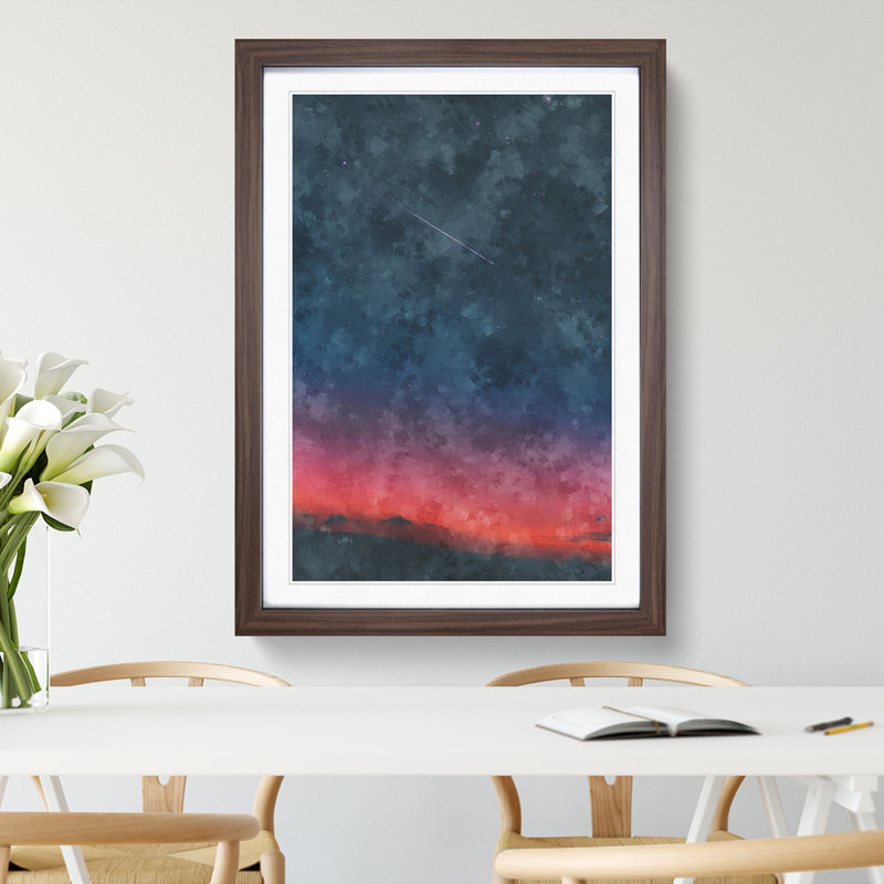 Shooting Star Over Mexico Painting - Framed Print, Walnut Framed, 45cm H x 33cm W x 2cm D