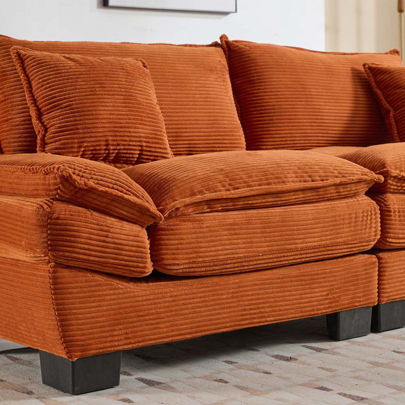Canapé avec coussins Corduroy, Orange