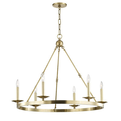 Allendale 6 - Light Steel Wagon Wheel Chandelier