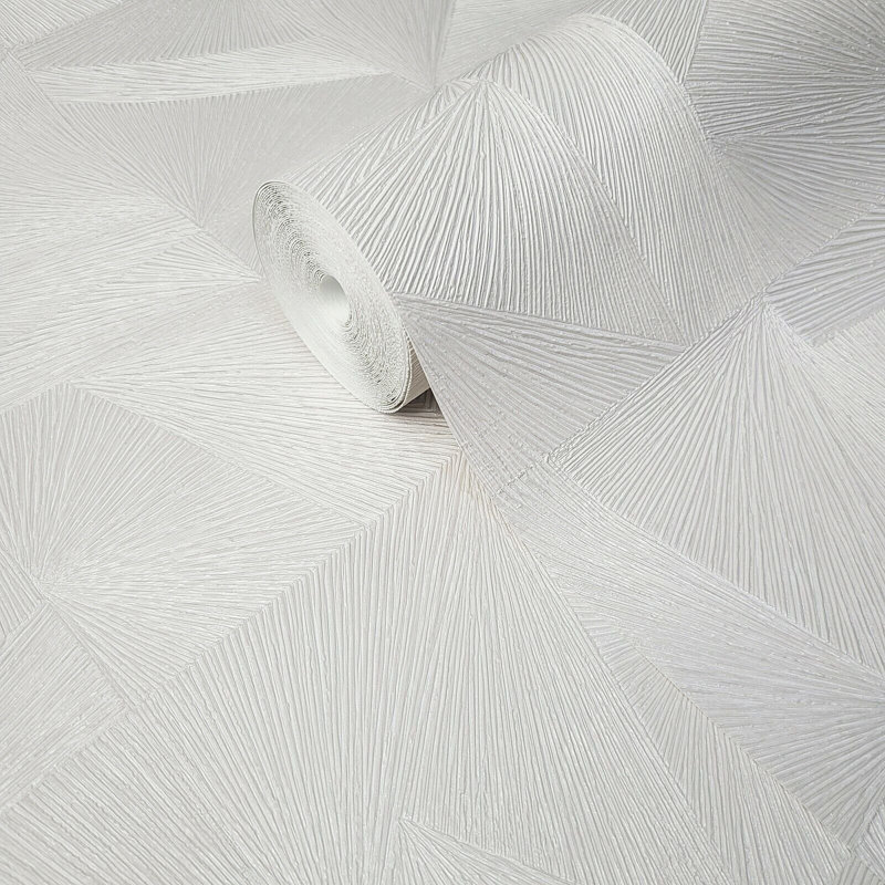 Abstract Modern Off White Square Triangles Lines Wallpaper