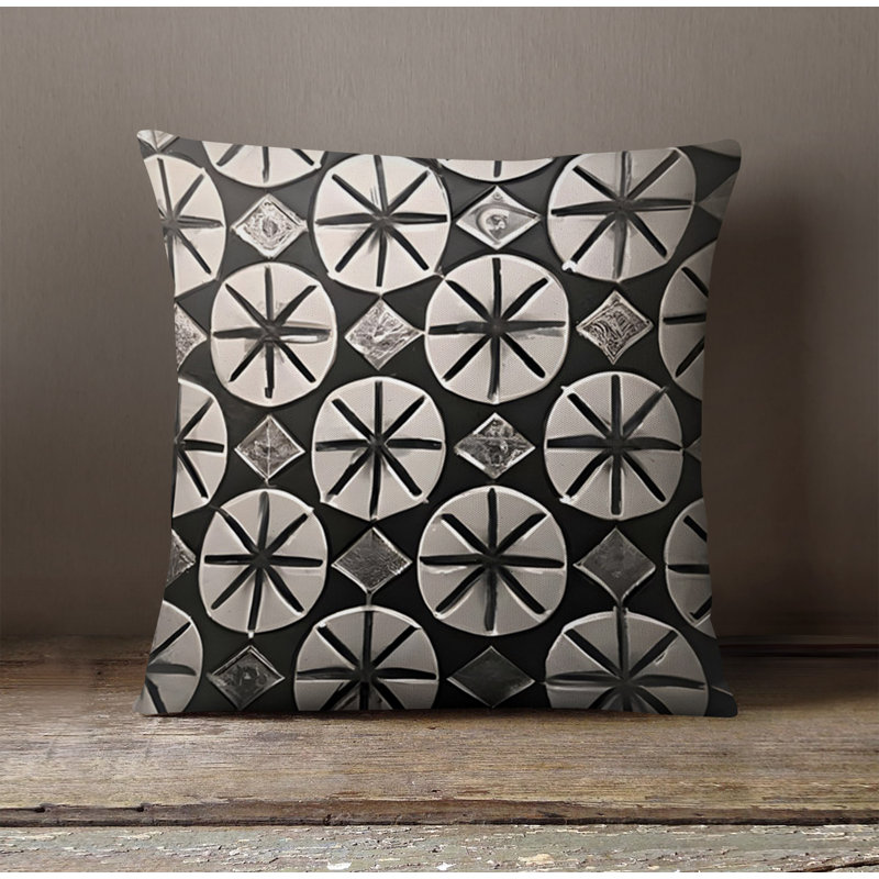 Throw Pillow With Insert, Black/Gray Abstract 3, 20"H x 20"W