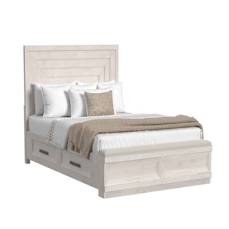Lit avec rangement Wealdstone en blanc antique, Grand lit