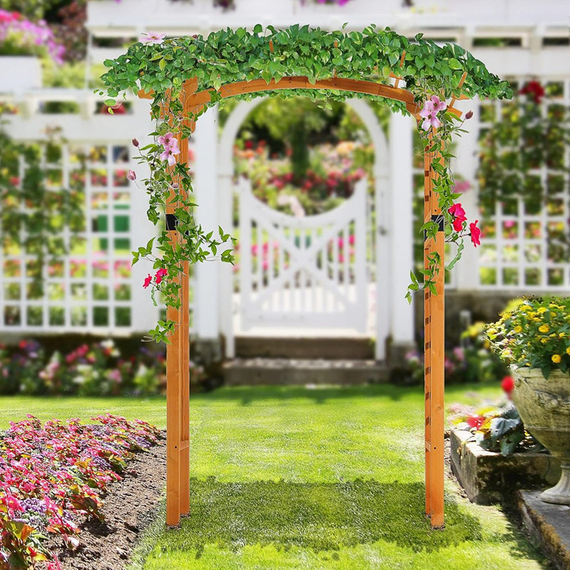 Arche de jardin en bois avec mur en treillis pour ...
