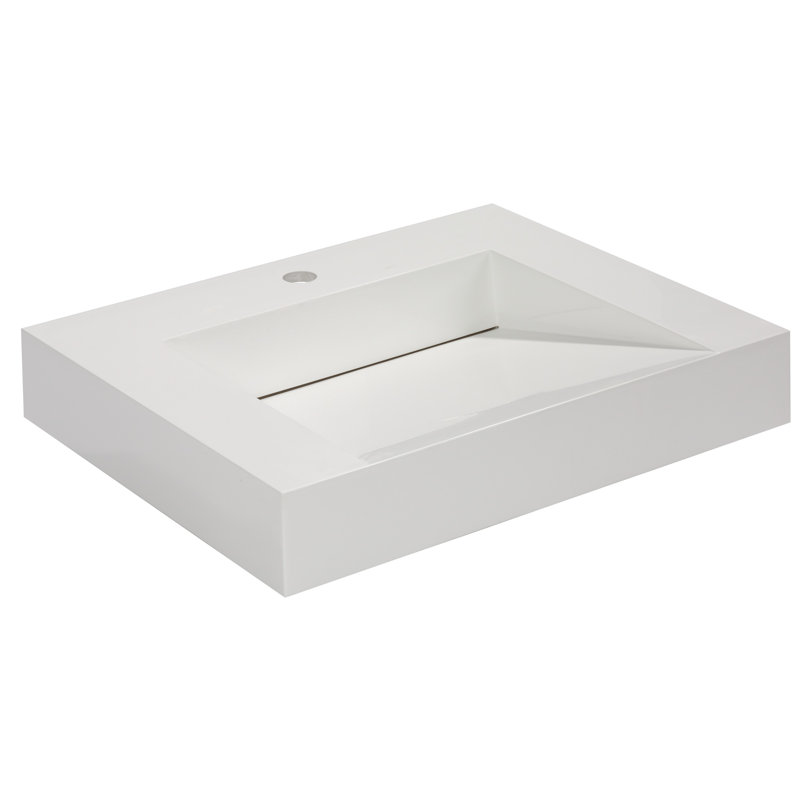 Lavabo de salle de bain rectangulaire encastré en acrylique lustré 24 po Aquamoon Venice