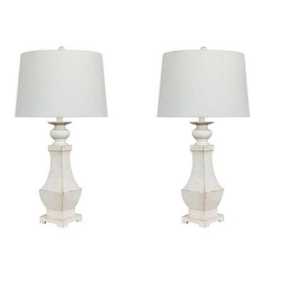 Ensemble de lampe de table blanc antique 31 po Fey