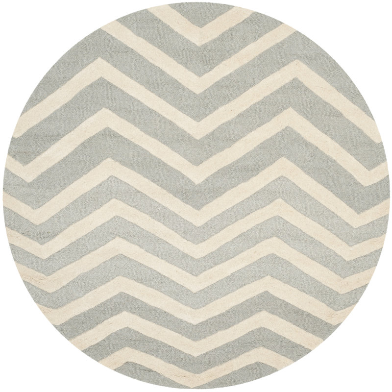 Sanyla Hand Tufted Wool Chevron Rug, Round 6'