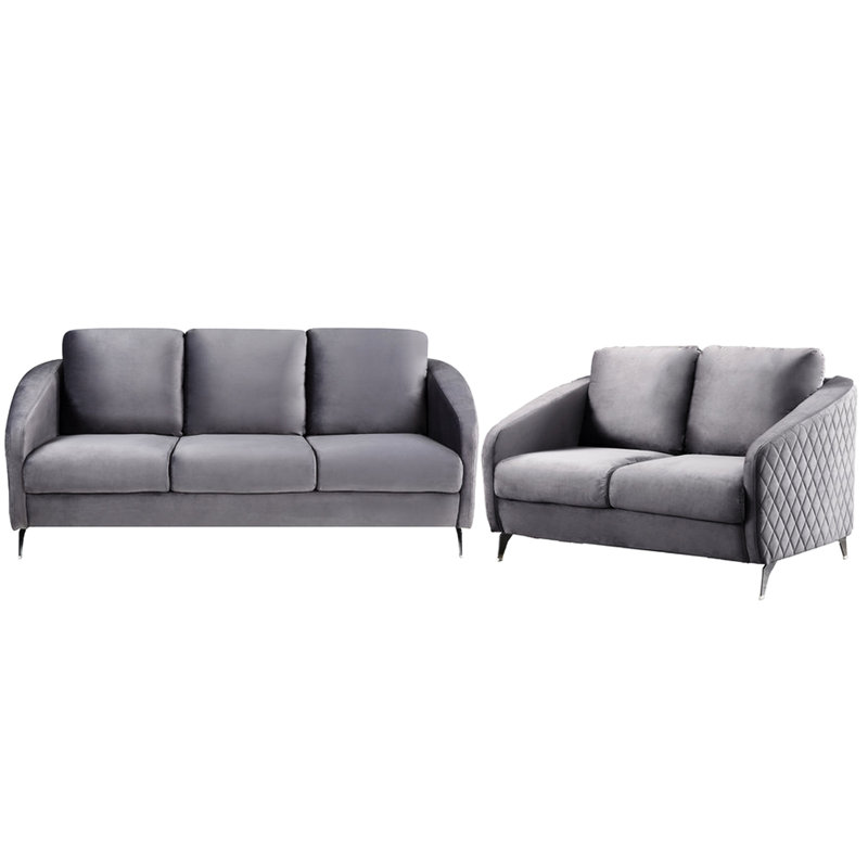 Tissu de velours gris Radiance et coussins de dossier amovibles et siège de soutien non amovible