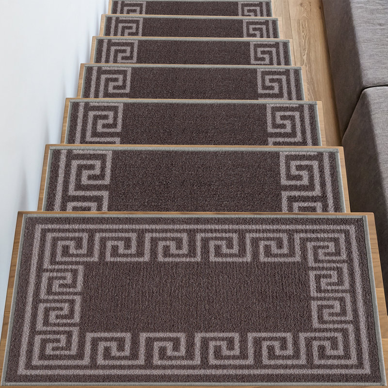 Tapis d'escalier antidérapant Ubaid, Gris foncé, 13