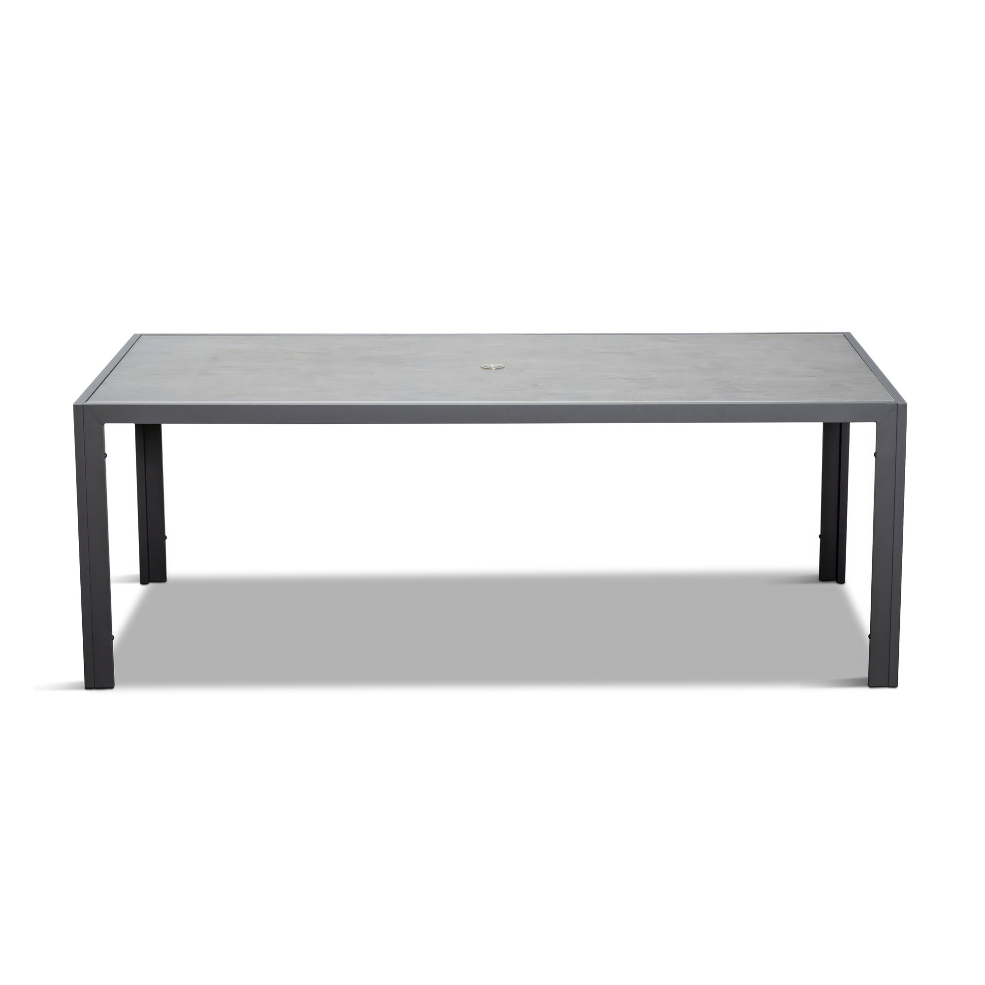 Deandra 82.75'' Ceramic Outdoor Dining Table, White, Concrete