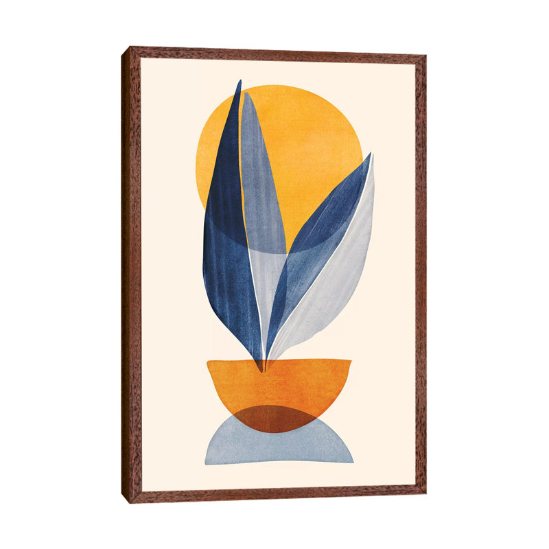 Sunshine Stack Abstract - Print on Canvas, Classic Brown Wood Floater Framed, 66.04cm H x 45.72cm W x 3.81cm D