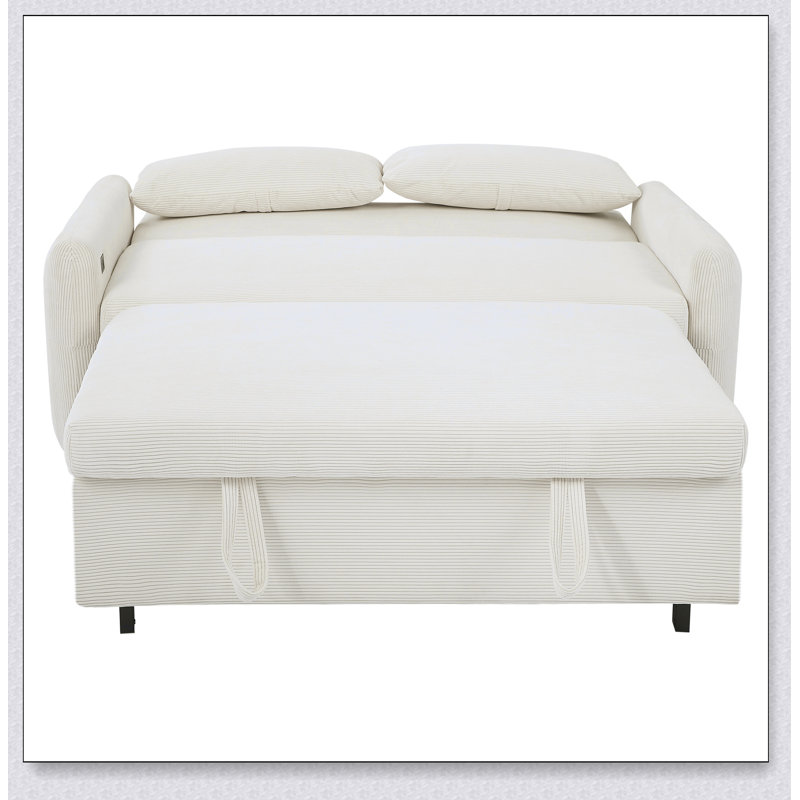 Canapé-lit convertible polyvalent avec ports USB et coussins moelleux pour un confort de salon moderne, Beige