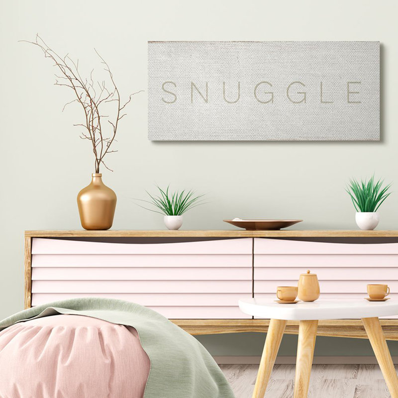 «Snuggle Text Minimal Distress Beige Paint» par Daphne Polselli - impression d'art graphique, Toile tendue