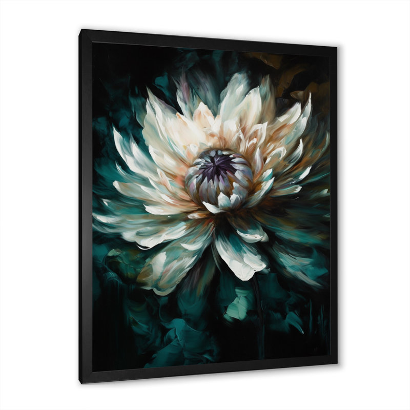 White Lotus Floral Dreams II, reproduction d'art sur toile, Cadre photo noir, H 44 po x l 34 po x P 1,5 po