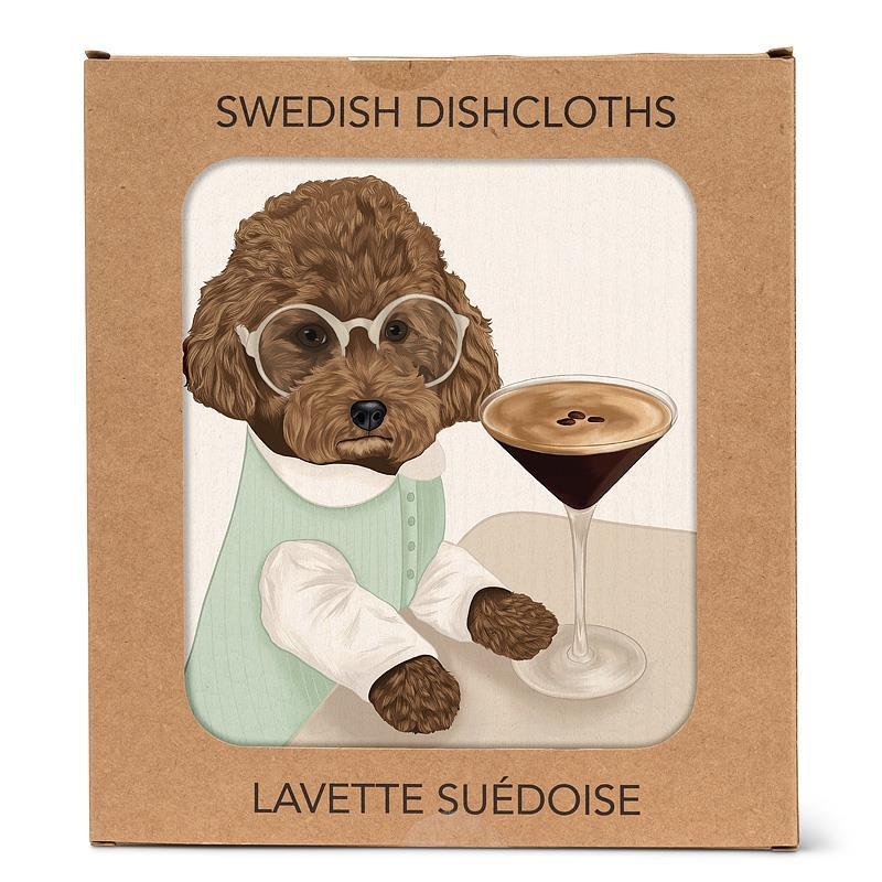 Chien portant des lunettes avec un chiffon à martini espresso