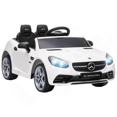 Voiture électrique sous licence Aosom Mercedes SLC 300 avec télécommande, voiture alimentée par batterie 12V avec musique, lumières, suspension pour 3-6 ans, blanc