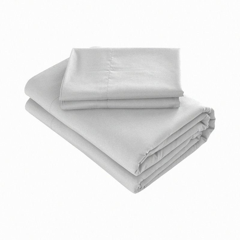 Luxury Linens 4-Piece Bed Sheet Set - Deep Pocket Fitted Sheet, Flat Sheet, Pillow Cases - Light Gray - Soft Microfiber - Wrinkle Resistant - Hypoallergenic - Queen Size