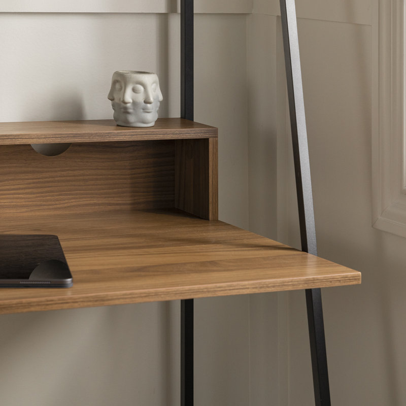 Walburg Metal Base Leaning / Ladder Desk, Mocha