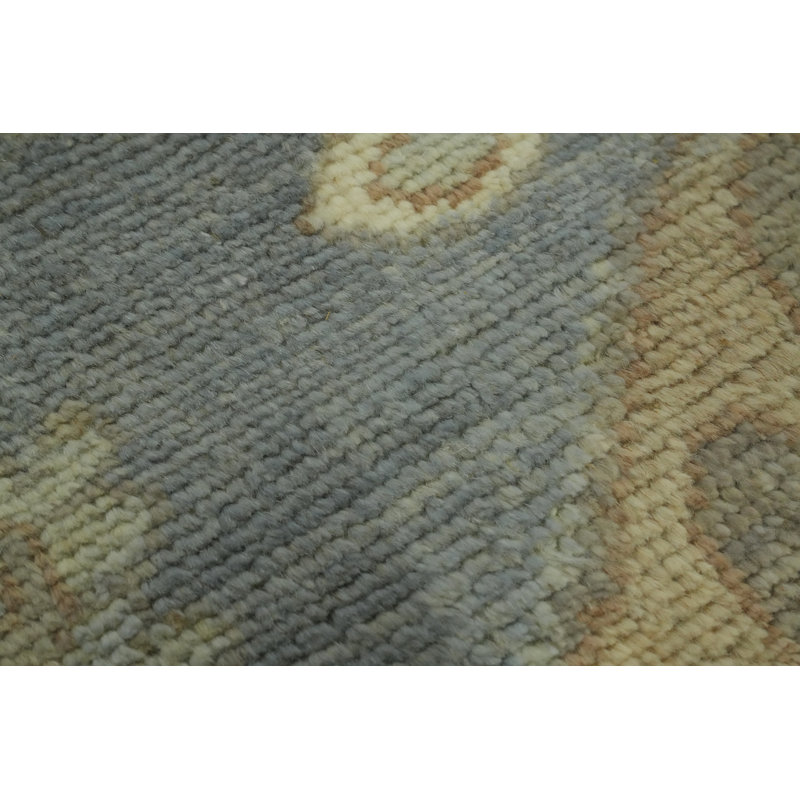 Geometric Wool Oushak Transitional Vegetable Dye Large Rug 10x14