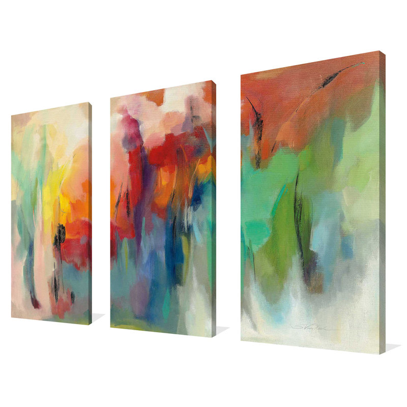 March Rainbow - Ensemble de 3 peintures sur toile tendue, H 24 po x l 36 po x P 0,75 po