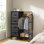 Commode avec tiges doubles suspendues, organisateur de rangement 3-en-1 avec 4 tiroirs en tissu et tablette, armoire à roulettes peu encombrante pour la chambre à coucher, le vestibule, le couloir