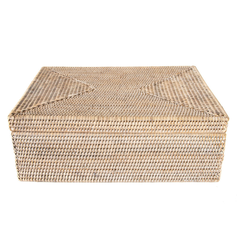 Panier en rotin tissé à la main, Blanc délavé