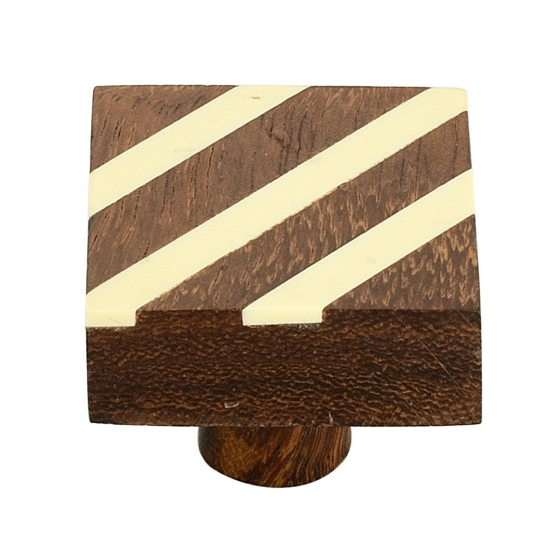 Fusion Striped 1-3/10 in. (33mm) Cream & Brown Cabinet Knob