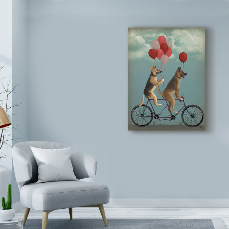 « german berger tandem », reproduction d’impression sur toile tendue, H 19 po x l 14 po x P 2 po