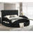 1pc Unique Round Plush Black Velvet Button-Tufted Detailing Storage Bed-1797588541