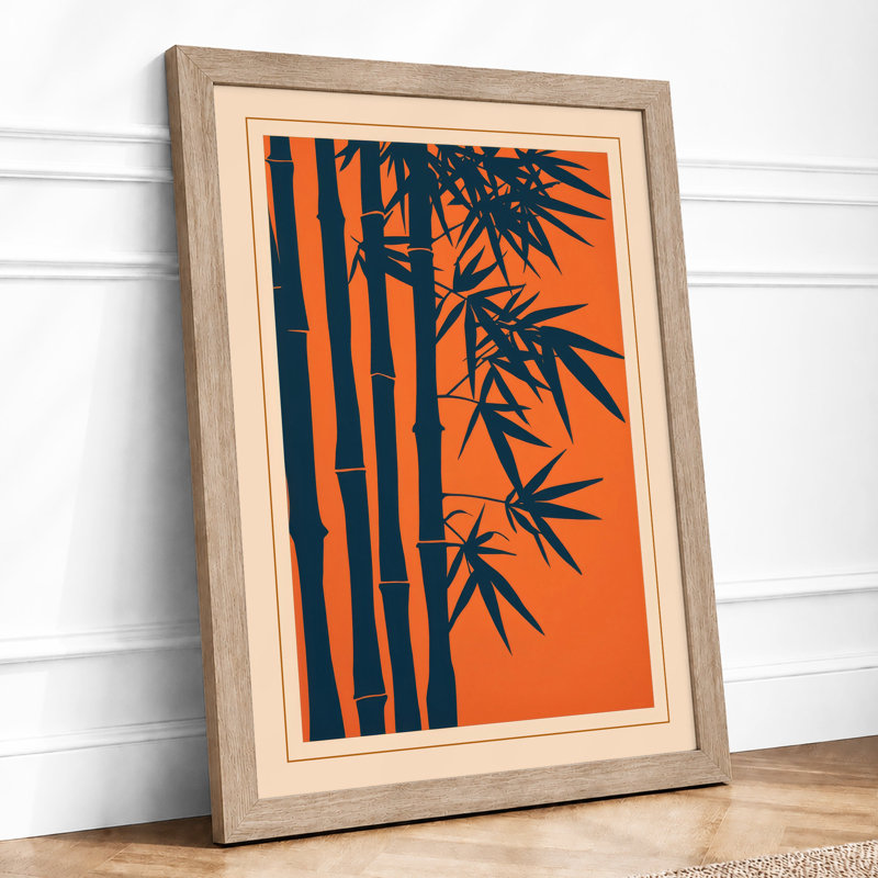 Bamboo In Black And Cream Japandi - Print, A1 - 84.1 x 59.4 cm, Oak