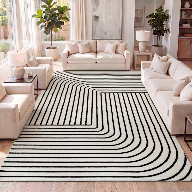 Tapis noir / blanc Odense, Rectangle 7 pi 9 po x 10 pi