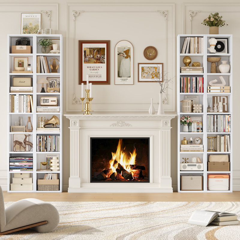 Brenya 8-Tier Thin and Tall Bookshelf with Open Adjustable Shelf, White