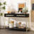 Entryway Table, Console Table With Two Drawers, Retro Hallway Table With Striking Geometric Design-1214079121