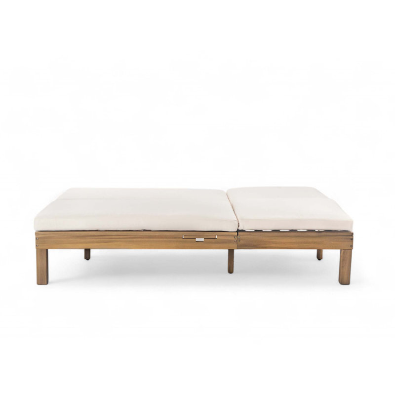 5-position Outdoor Adjustable Double Chaise Lounge, Natural