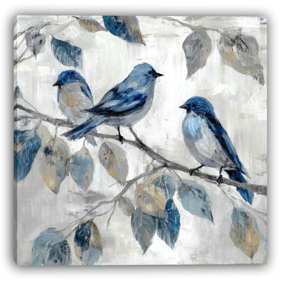 «Harmony in Blue Feathers», art mural moderne sur toile