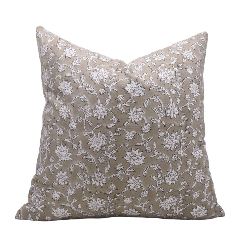 Housse de coussin en coton fabriquée à la main Fabividine - conception élégante Aradhna, Vert, H 22 po x l 22 po