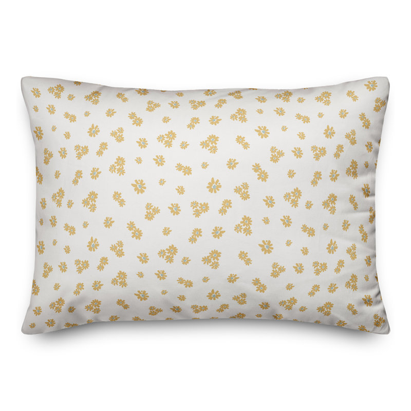 Floral Rectangular Throw Cushion, Yellow
