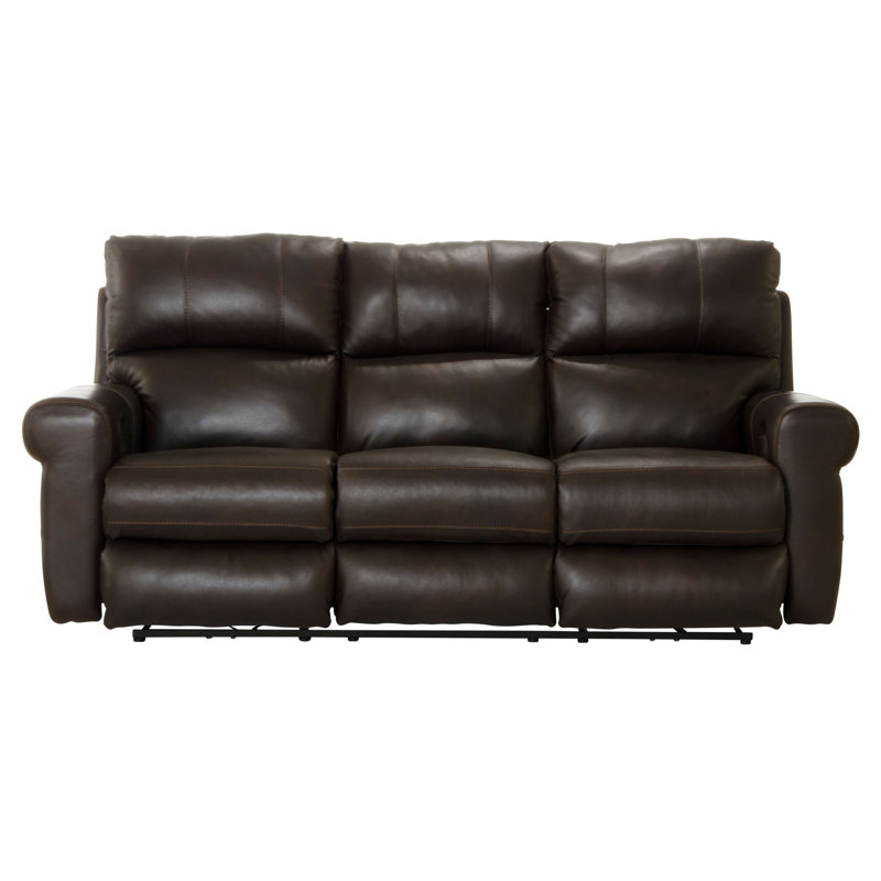 Nicey 87" Italian Leather Power Recliner Sofa, Similicuir chocolat