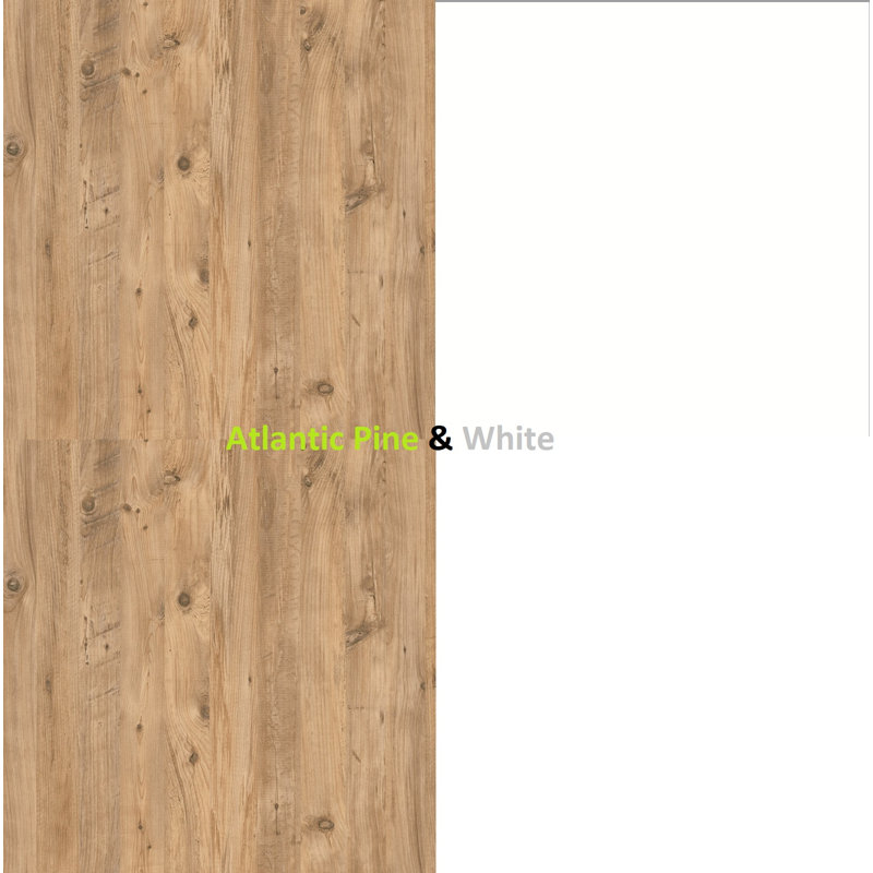 Makeup Vanity Table With Mirror and Storage Wall Mounted Marie, Atlantic Pine/White